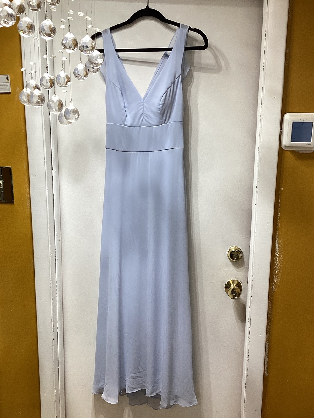 V-Neck Light Blue Sleeveless Maxi Dress